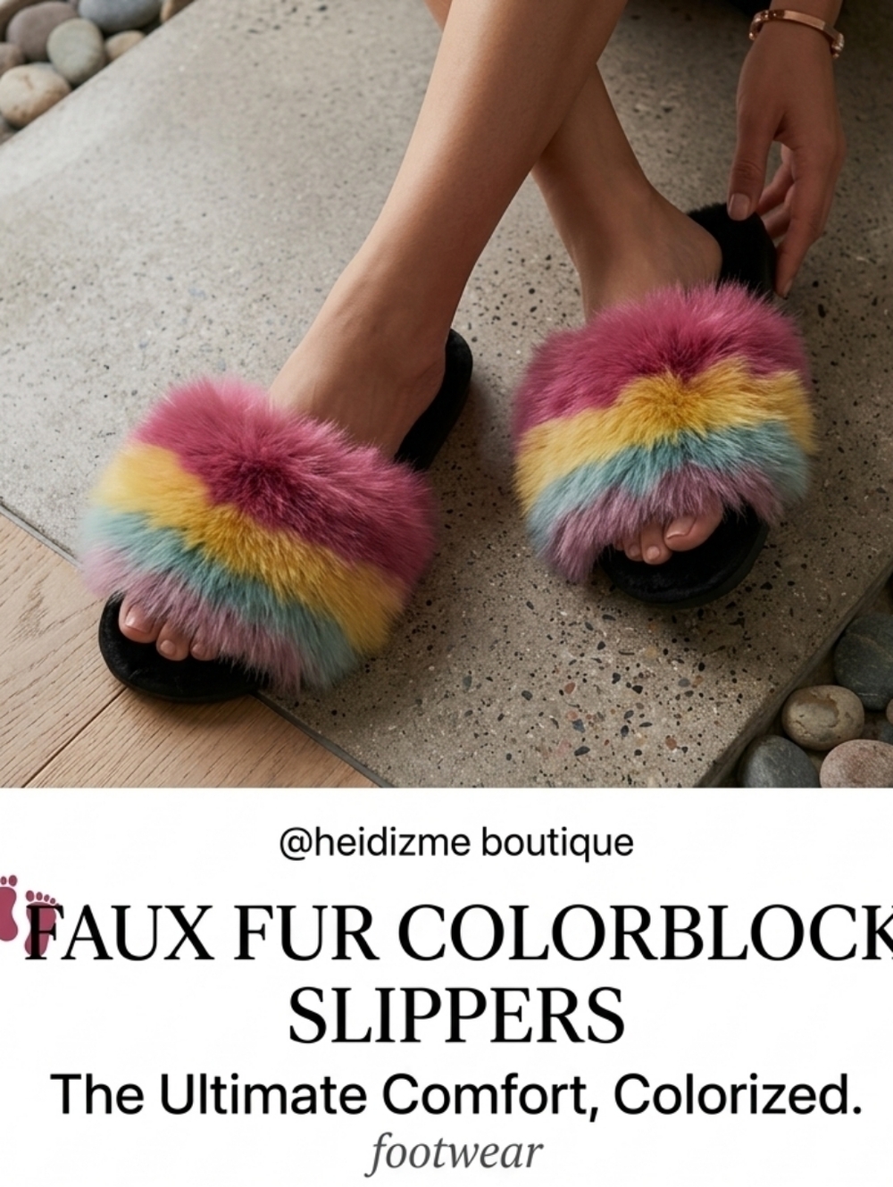 👣Faux Fur Colorblock Slippers footwear